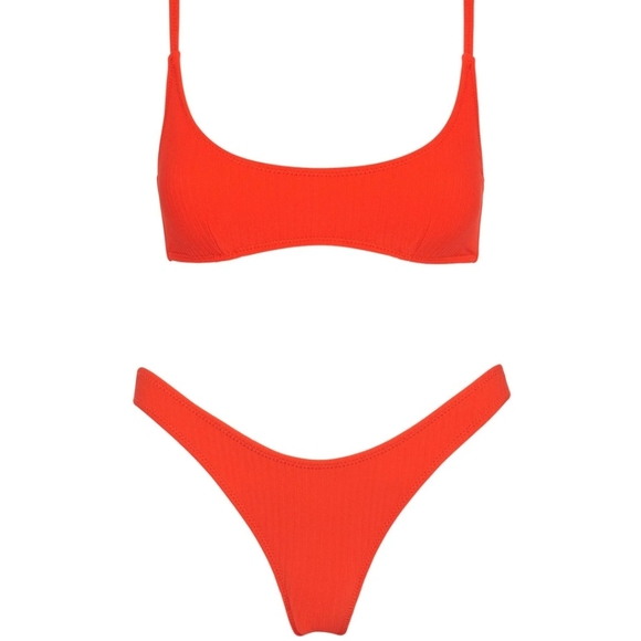 Red Rib Normal coverage bathing suit bottom - Picture 2 of 8